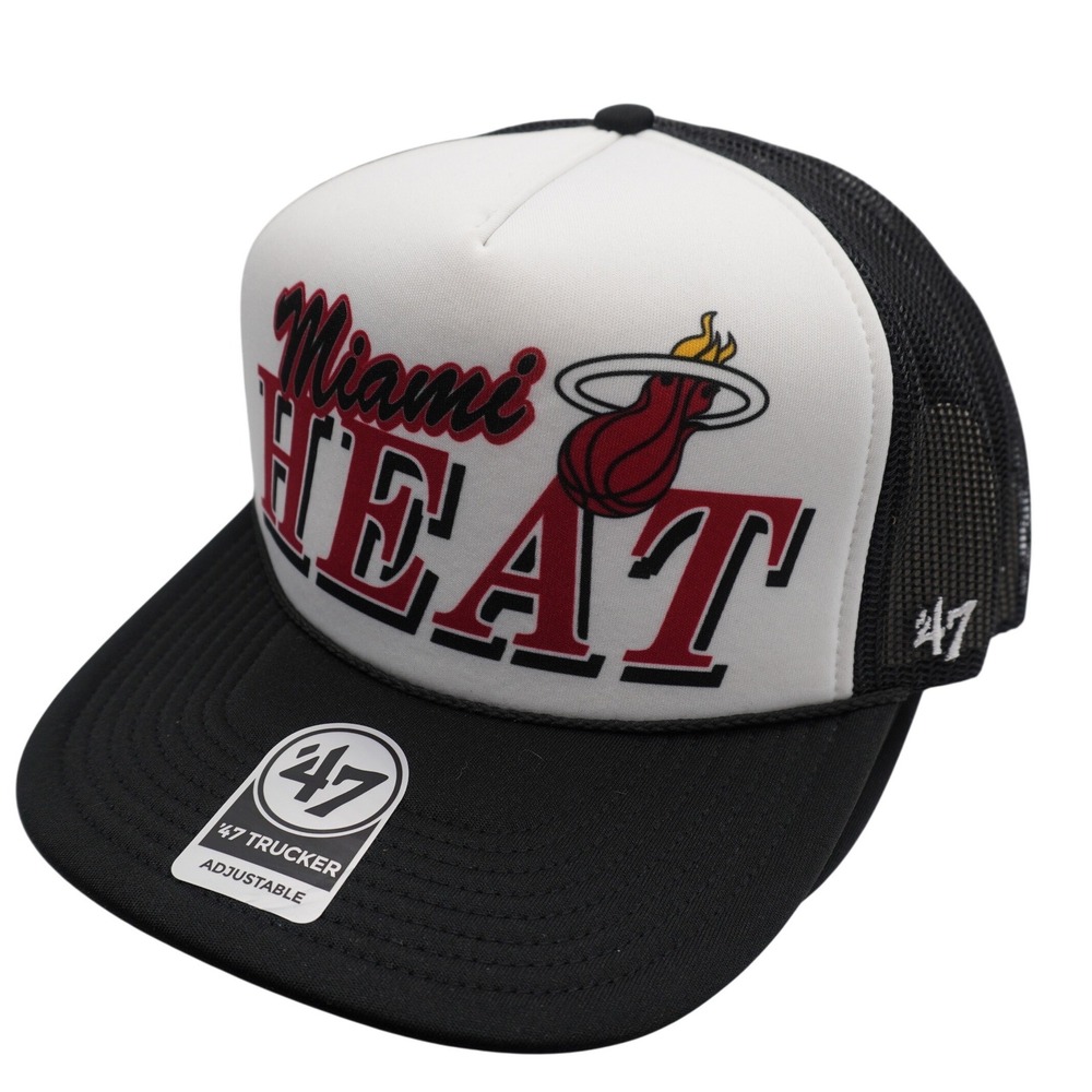 '47 Brand Miami Heat Trucker Hat Unisex OS Black White Creedence Foam Snapback